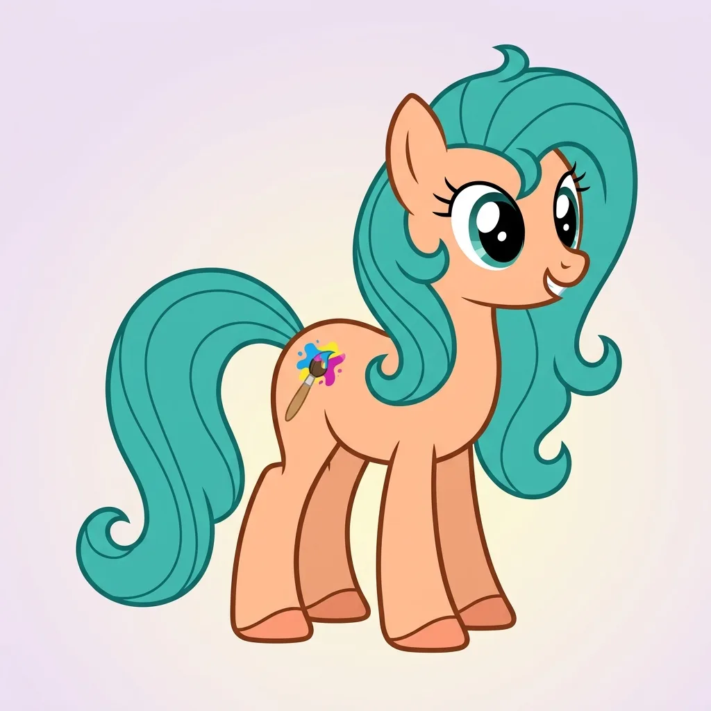 MLP OC Maker result: MLP OC Maker: G4 Cartoon + Earth Pony + Peach + Teal + Long & Flowing + Paintbrush