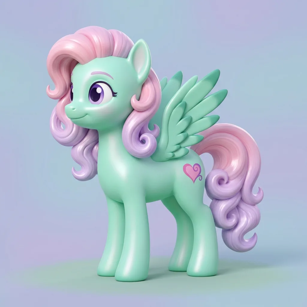 MLP OC Maker result: MLP OC Maker: G5 3D + Pegasus + Mint + Pastel Ombre + Curly + Heart