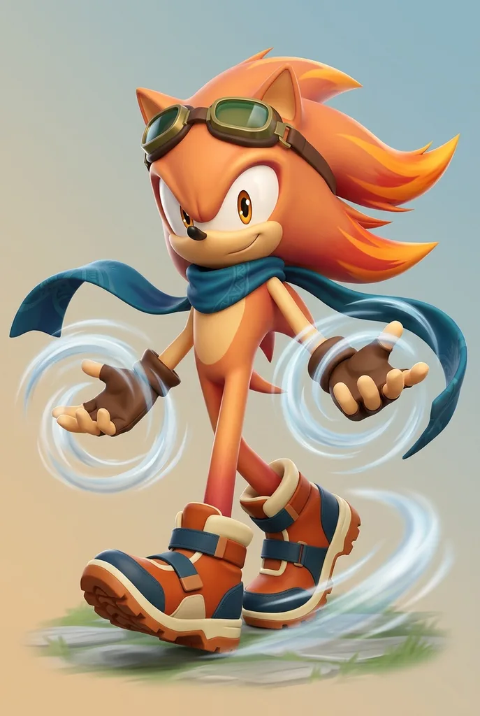Sonic OC Maker result: Sonic OC Maker: Modern Games + Hedgehog + Orange + Amber + Scarf & Goggles + Wind